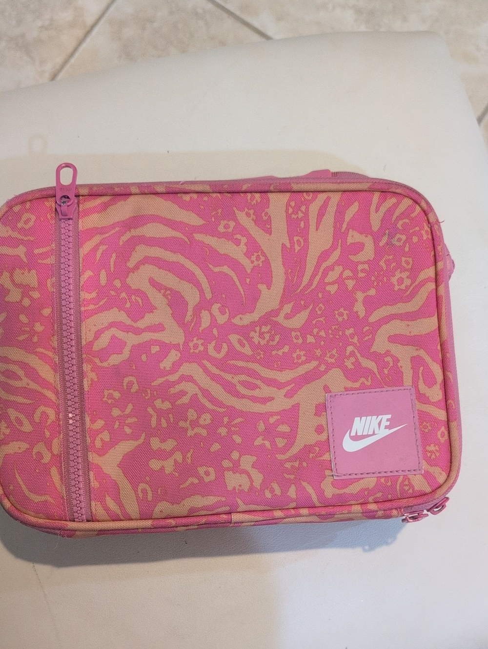 Nike Pink and Tan Patterned Lunch Box